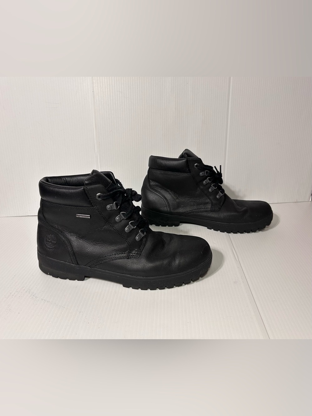 Timberland black leather waterproof lace up boots men size 12